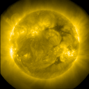 [Solar Dynamics Observatory (SDO) Atmospheric Imaging Assembly (AIA)
         			  image at 211 Å]